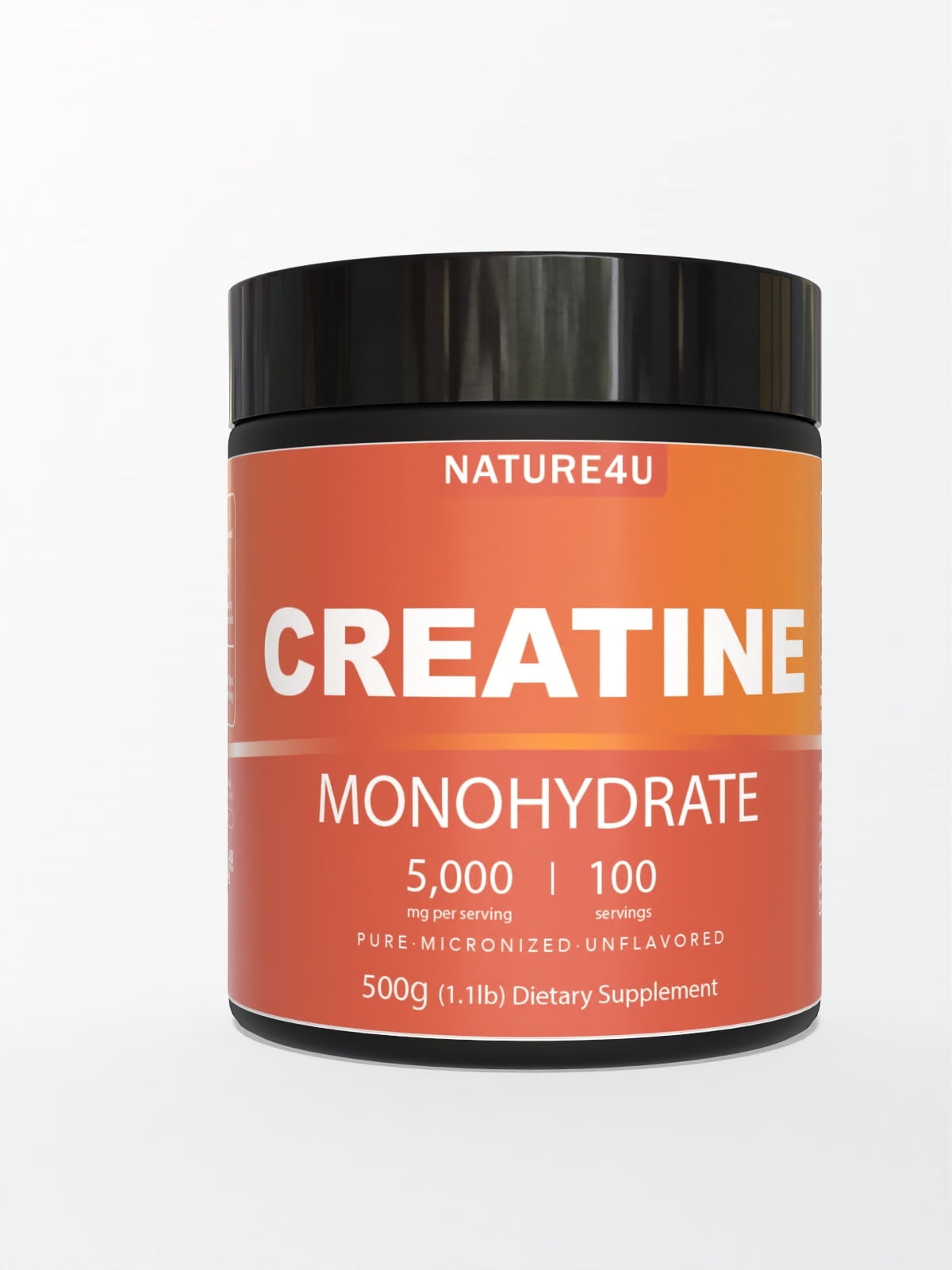 Nature4U Micronized Creatine Monohydrate Powder 500G, Pure Creatine Supplement for Muscle Gain, Workout Recovery, Unflavored 100 Serving