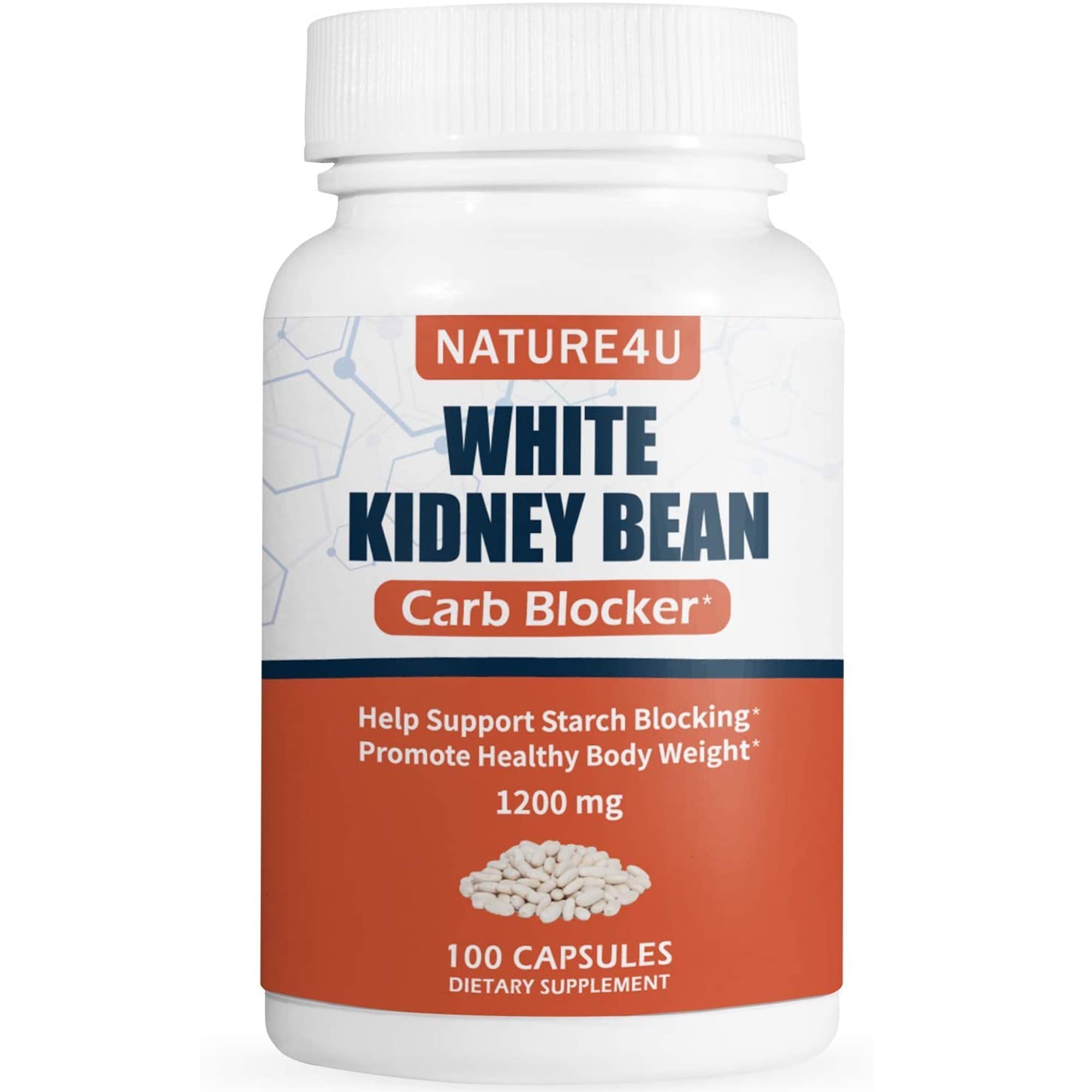 Nature4U White Kidney Bean Extract 1200 mg, 100 Capsules, Nature Carb Blocker and Appetite Suppressant for Weight Loss Supplement