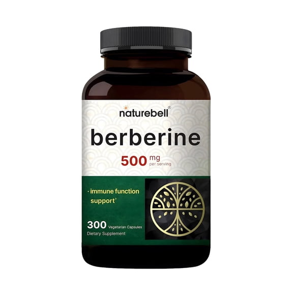 NatureBell Berberine 500mg - 300 Capsules - 97% Pure Berberine HCl - 5:1 Root Extract of Berberis Aristata - Antioxidant, Alkaloid & Adaptogenic Support - 150 Servings