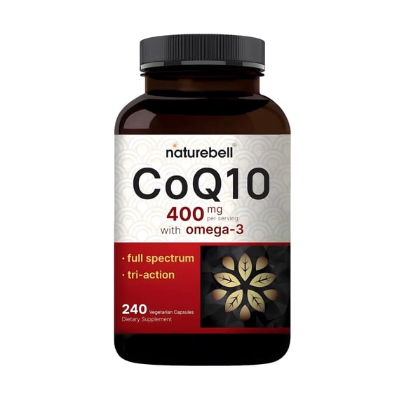 NatureBell CoQ10 400mg with Omega-3 - 240 Capsules - Antioxidant Supplement for Heart & Energy Health Support - Supports Cellular Energy - Extra Strength Coenzyme Q10 - 120 Servings