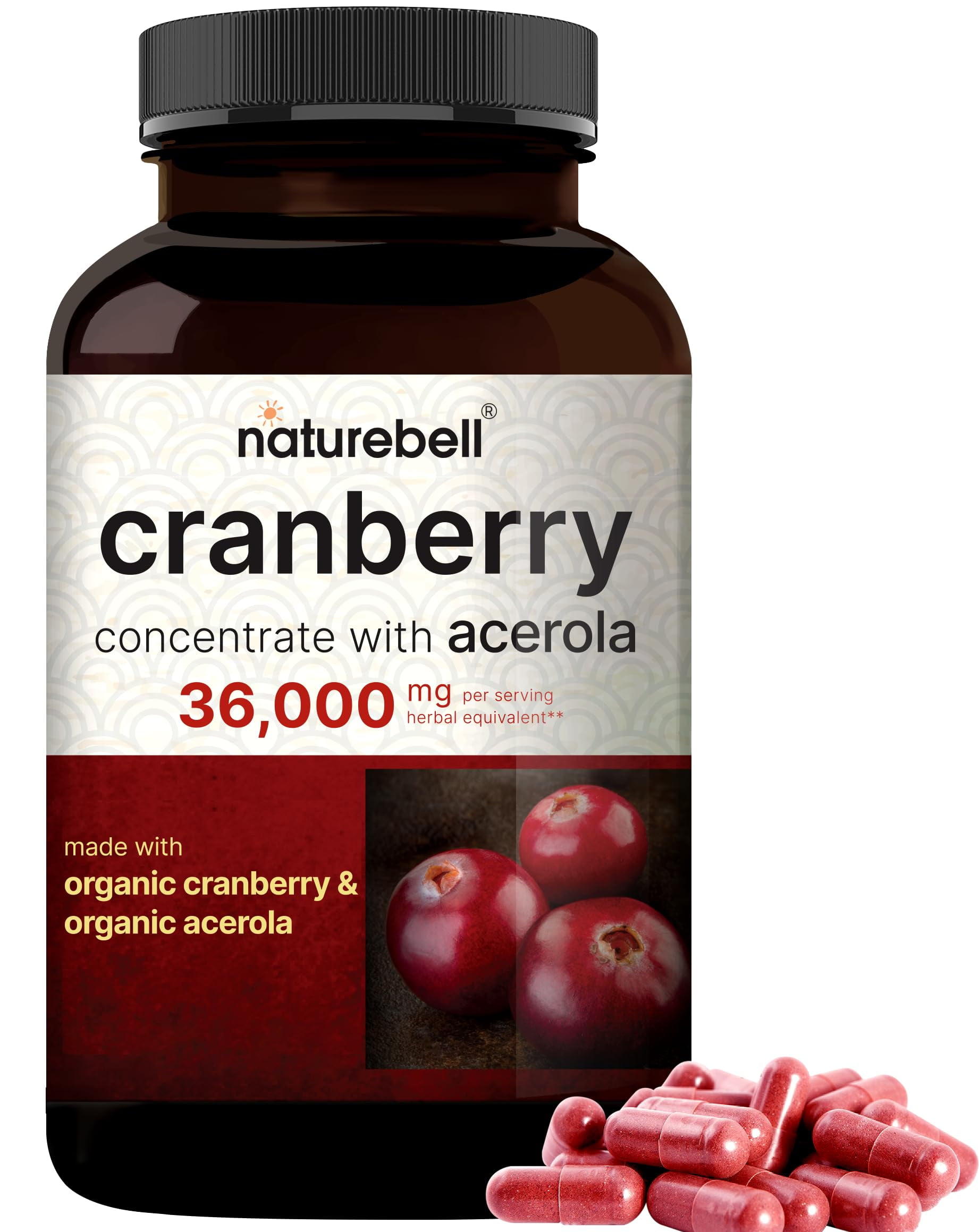 NatureBell Cranberry Pills 36,000mg with Acerola 1001 Fresh