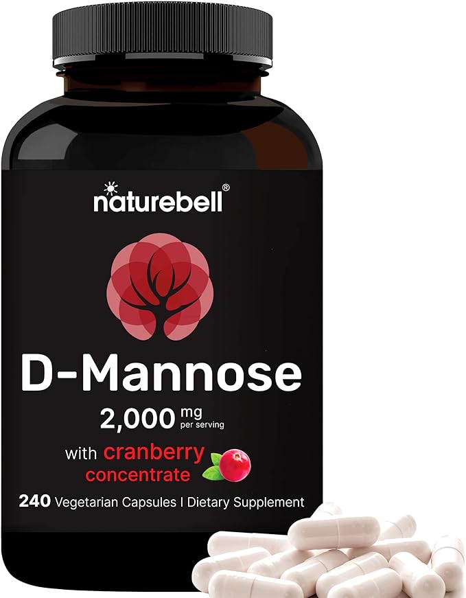 NatureBell DMannose 2000mg with Cranberry Extract 400mg, 240 Veggie Capsules, Double Strength