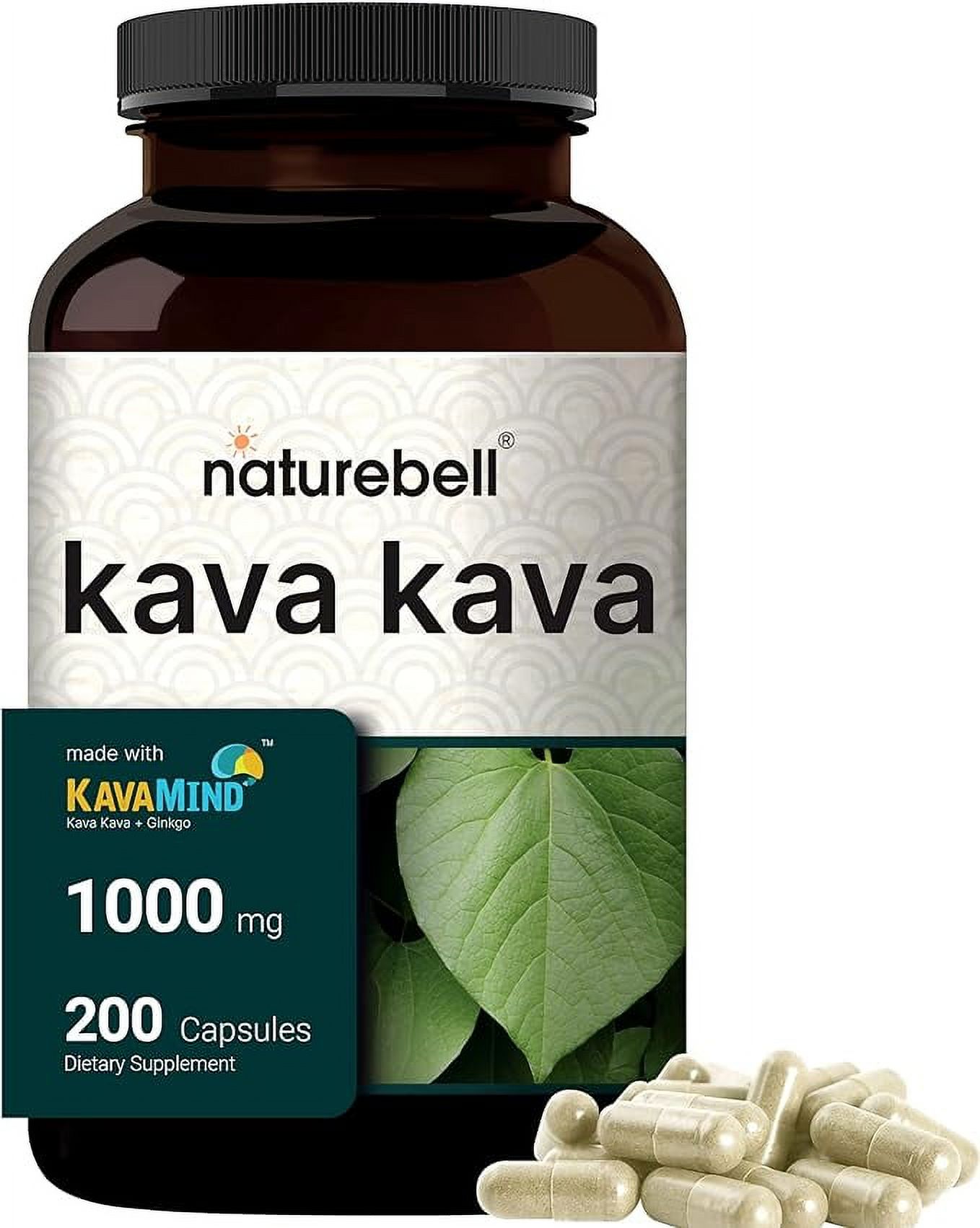 NatureBell Kava Kava Capsules 1000mg with Ginkgo Biloba, 200 Count