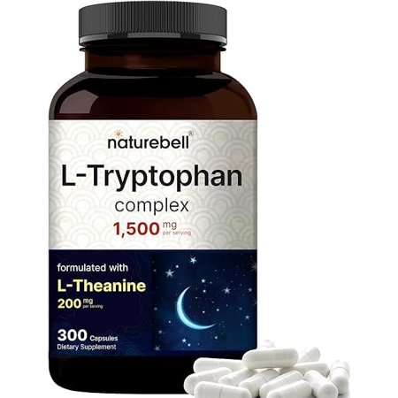 NatureBell L Tryptophan 1300mg with L Theanine 200mg, 300 Capsules