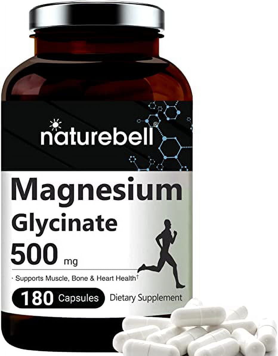 NatureBell Maximum Magnesium Glycinate 500mg, 180 Capsules