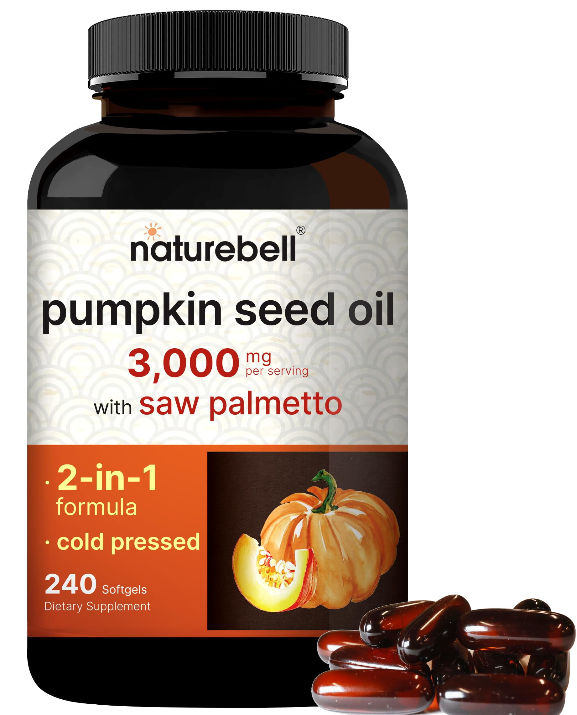 NatureBell Virgin Pumpkin Seed Oil 3,000mg Per Serving with Saw ...