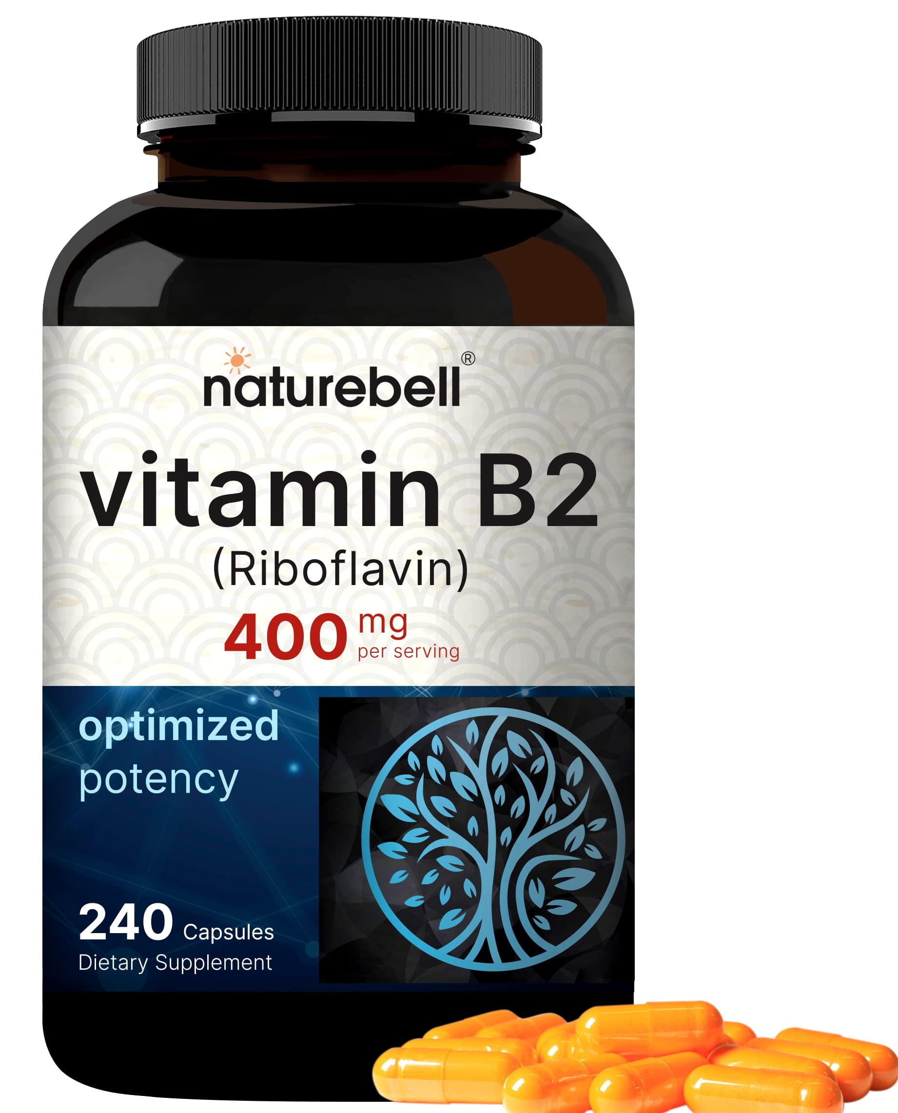 NatureBell Vitamin B2 Riboflavin 400mg Per Serving, 240 Capsules