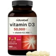 NatureBell Vitamin D3 50,000 iu with K2 200 mcg, 180 Coconut Oil