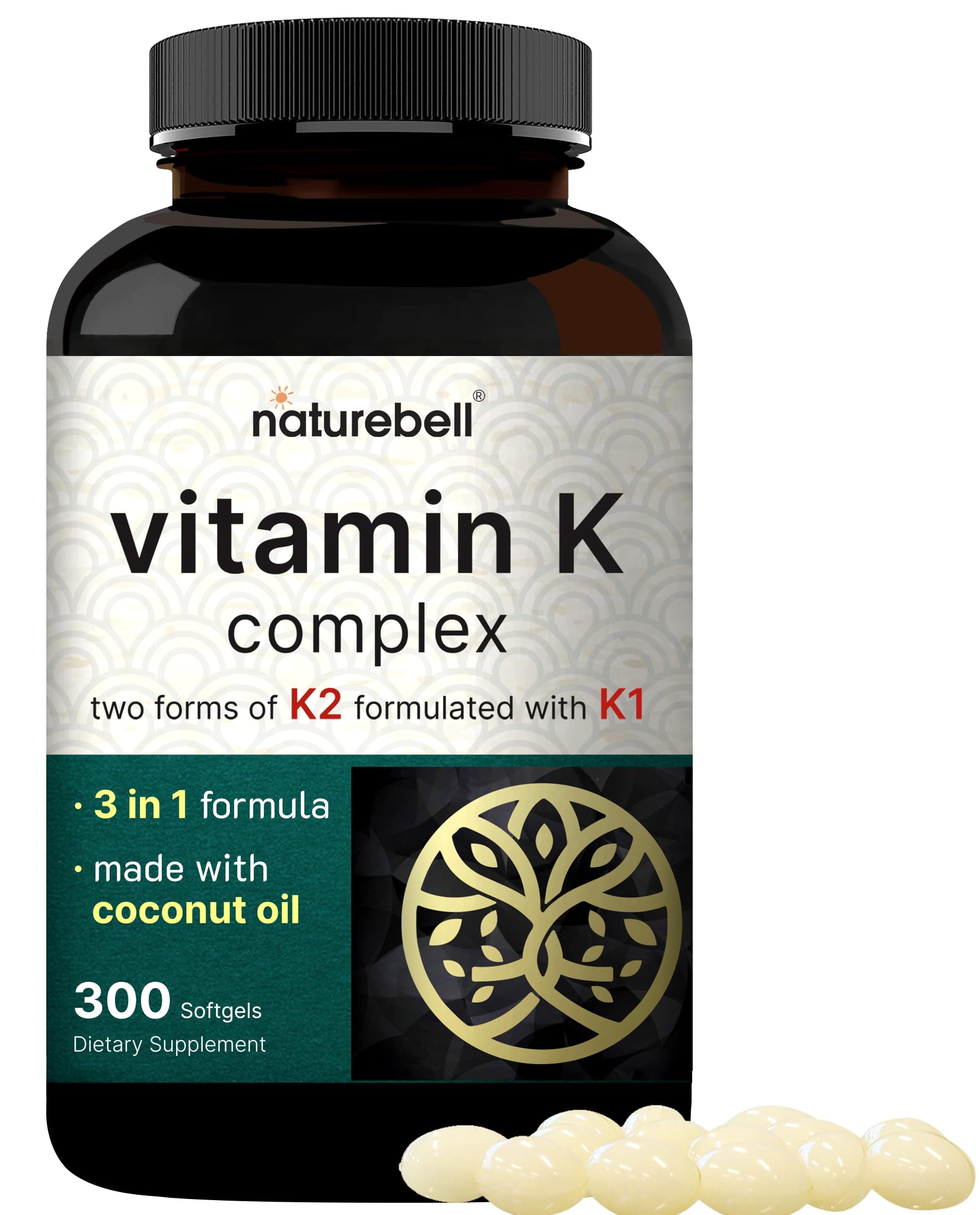 NatureBell Vitamin K Complex, K1 + K2 (MK7 & MK4) 2,600mcg Per
