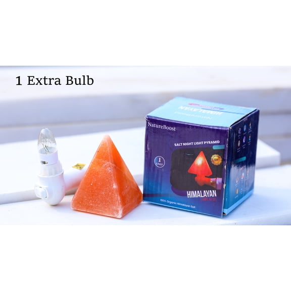 NatureBoost Himalayan Pink Salt Night Lights (1pc Pyramid) Natural Hand-Carved Decorative for Bedroom, Nursery, Bathroom & Home Dcor