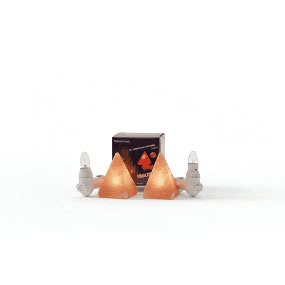 NatureBoost Himalayan Pink Salt Night Lights (2 pcs Pyramid) Natural Hand-Carved Decorative for Bedroom, Nursery,  Bathroom & Home Dcor