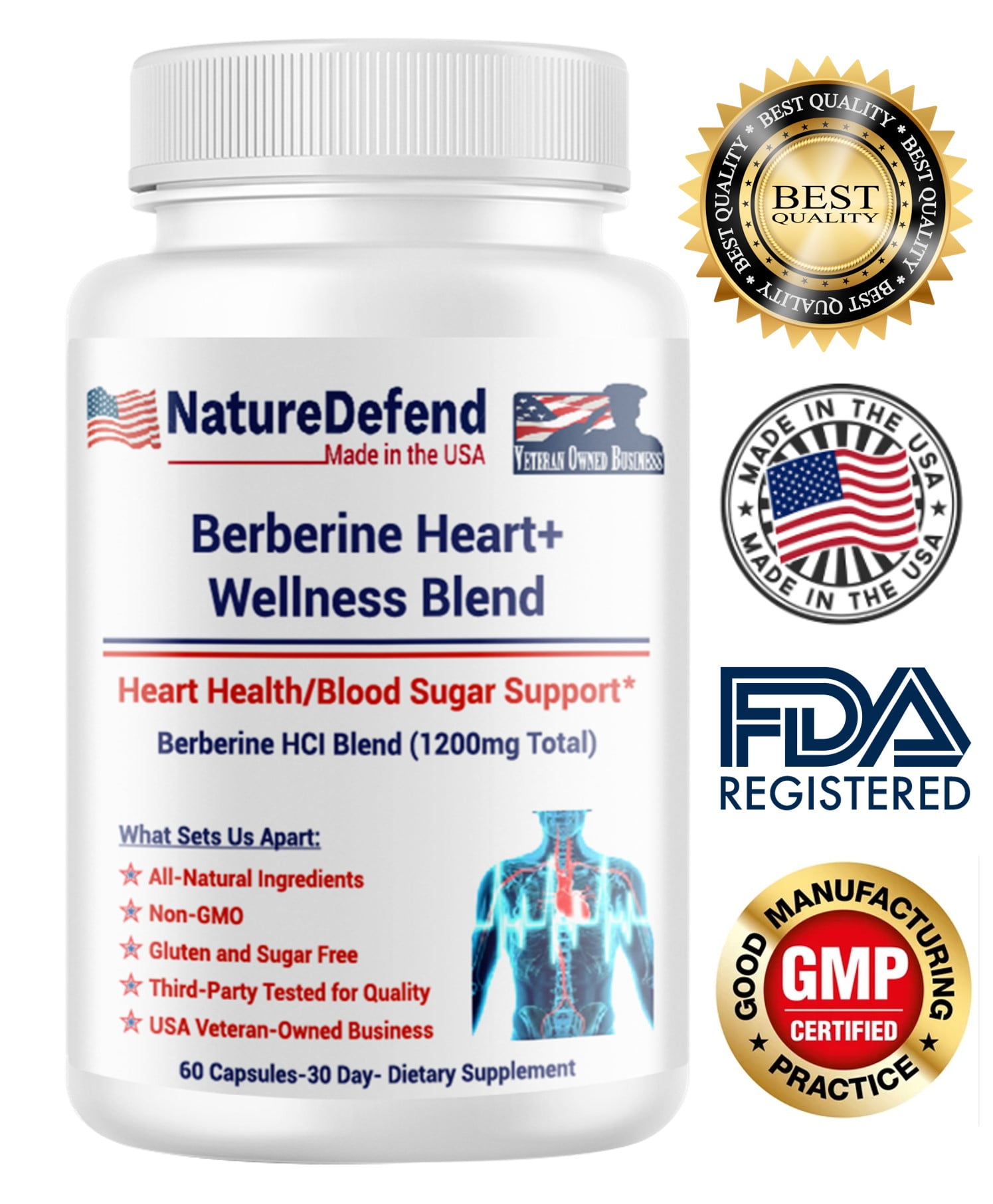 NatureDefend Berberine Heart+ Wellness Blend, Heart Health Blood Sugar ...