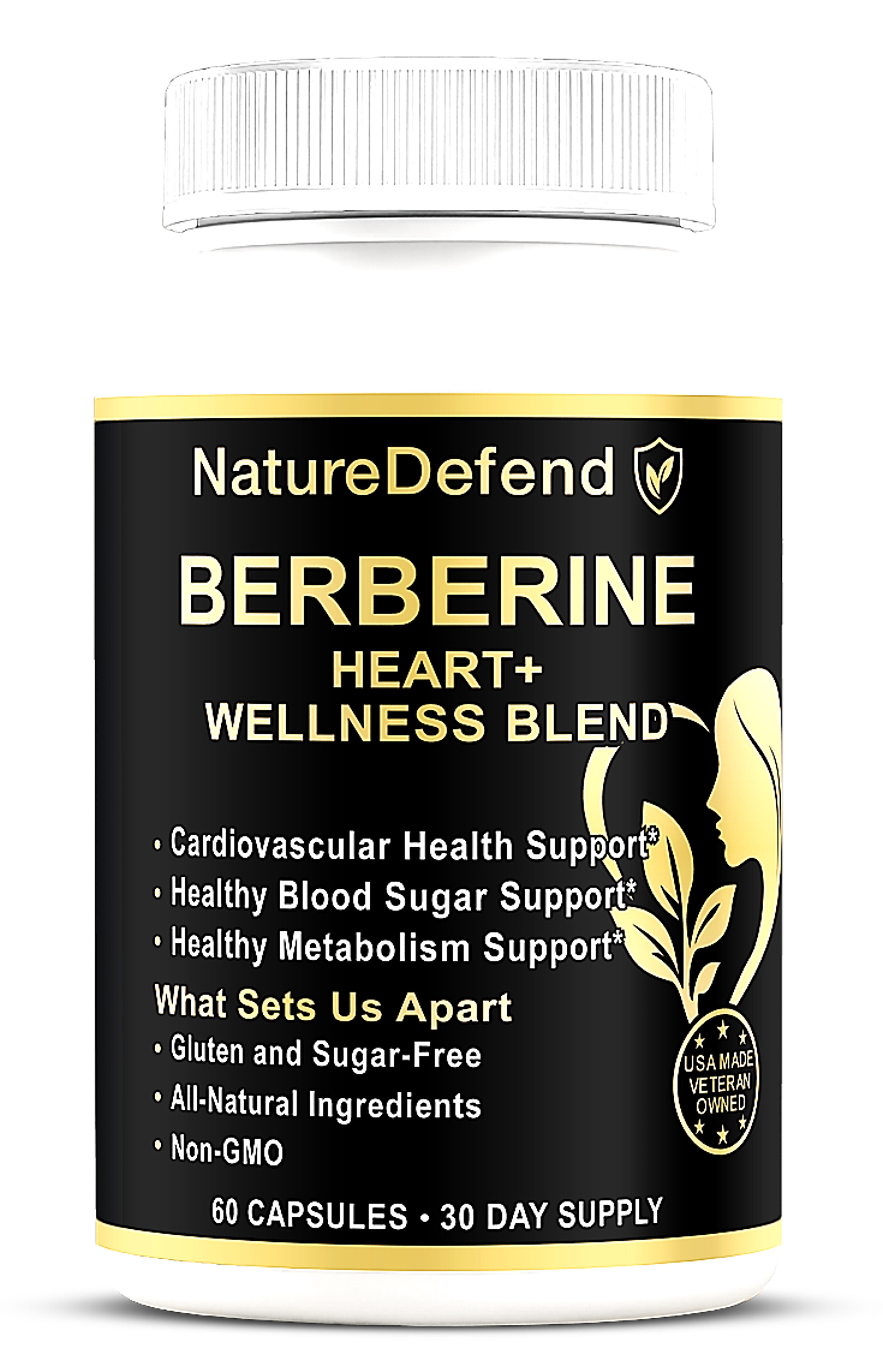 NatureDefend Berberine Supplement, Metabolic Support, 60 Capsules, Veteran-Owned, USA Made