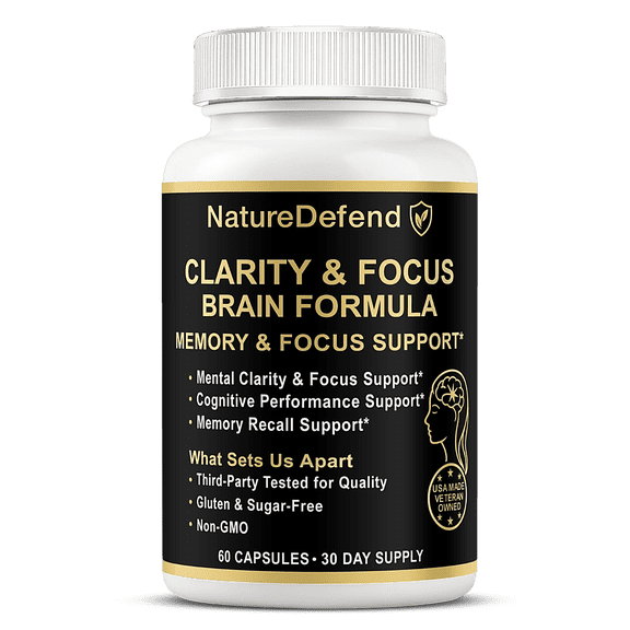 NatureDefend Clarity & Focus Supplement, Cognitive Support, 60 Capsules, Veteran-Owned, USA Made