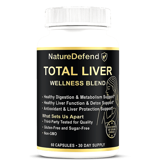 NatureDefend Liver Support Supplement with Milk Thistle and Beet Root, Gluten-Free Total Liver Detox and Cleanse, 60 Capsules