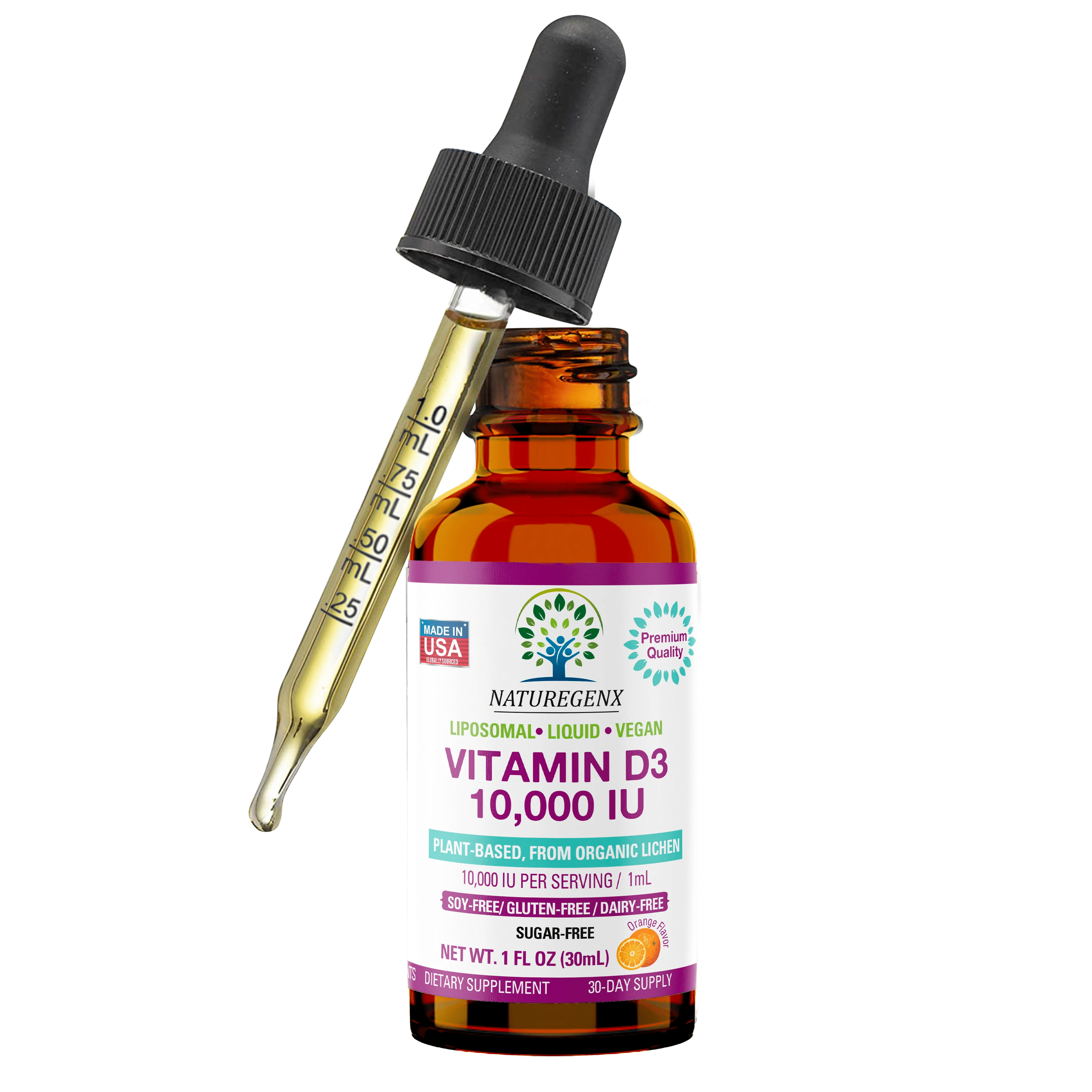 NatureGenX Vegan Liposomal Liquid Vitamin D3 for Immunity Support