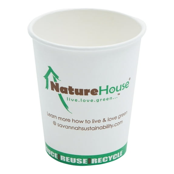 NatureHouse Compostable Live-Green Art Hot Cups, 8oz, White, 1000/Carton