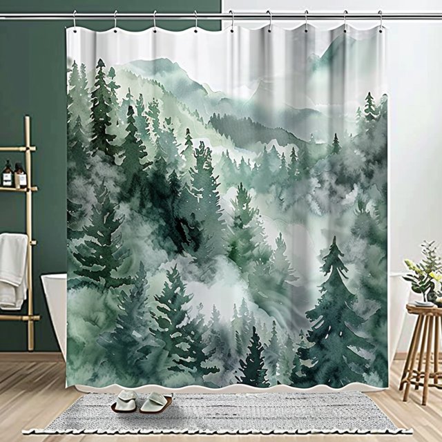 NatureInspired Pine Forest Shower Curtain Transform Your Bathroom with ...