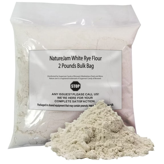 NatureJam White Rye Flour 2 Pounds Bulk Bag