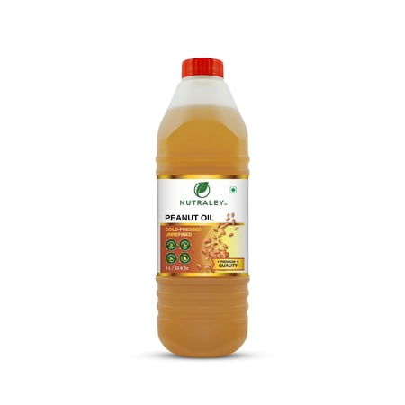 Nutraley Natural Peanut Oil - Cold-pressed Unrefined - 1 Liter (33.8 Fl. Oz) x 2