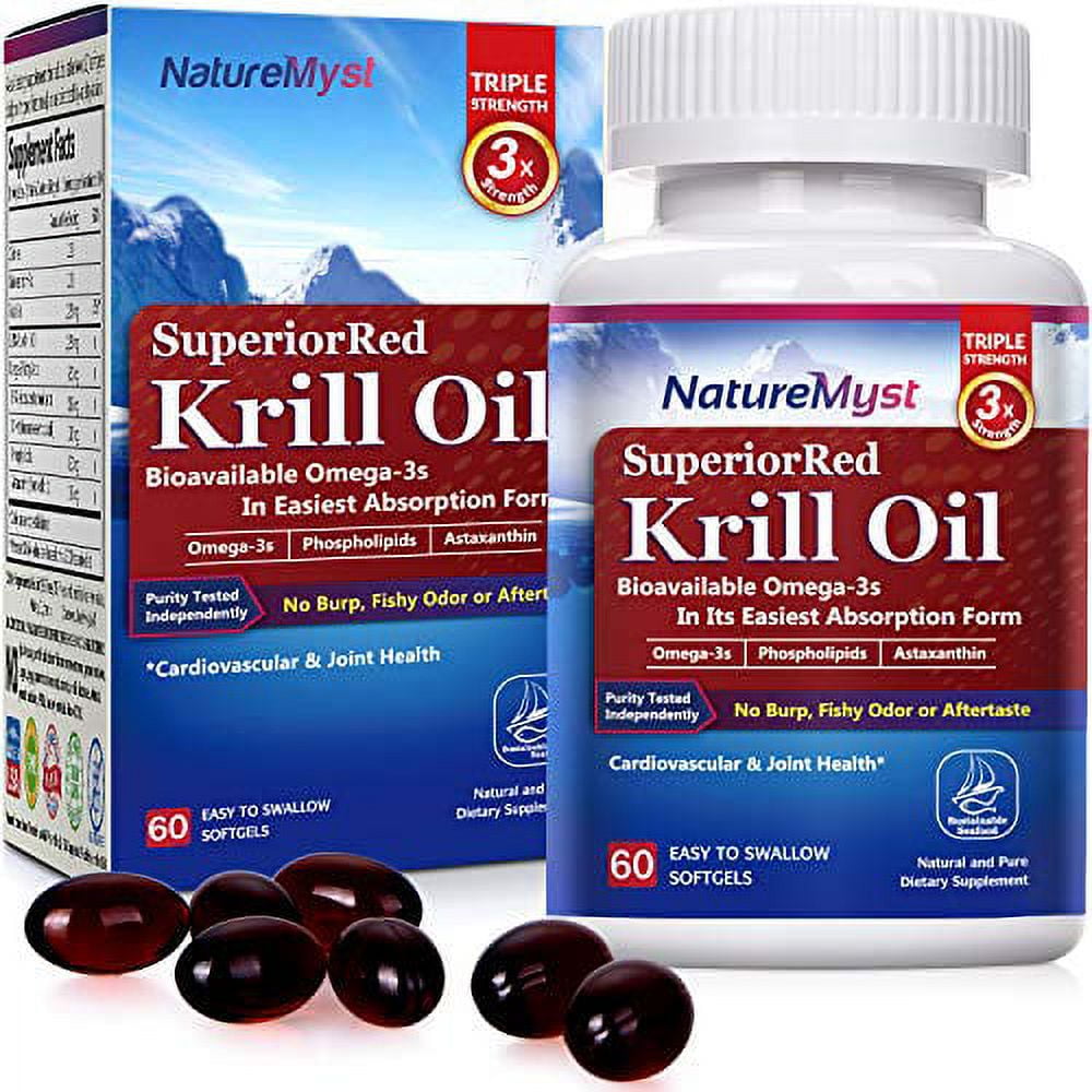 NatureMyst Krill Oil, Professional Grade 60 Liquid Softgels, Non-GMO, Gluten Free, Made in The USA