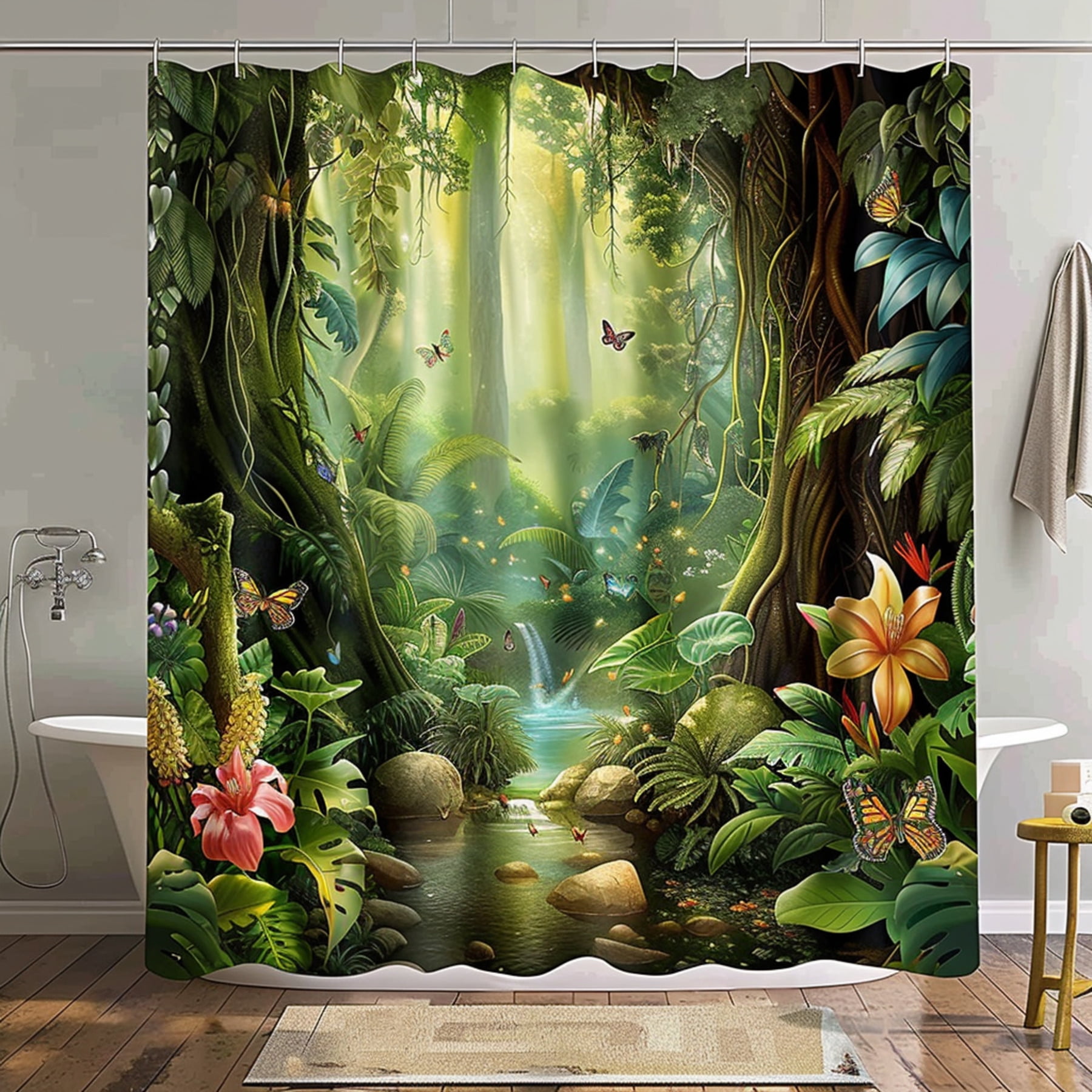 NatureThemed Tropical Rainforest Shower Curtain Hyper Realistic Design