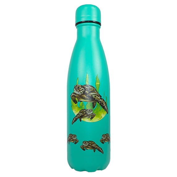 NatureVac Sea Turtle 17oz Insulated Water Bottle – Leakproof Vacuum Flask, Hot 12Hrs, Cold 24Hrs