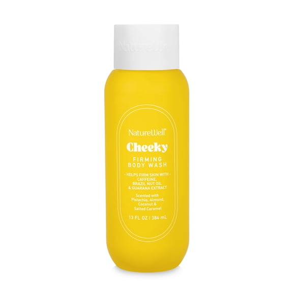 NATUREWELL Cheeky Firming Body Wash, Infused With Caffeine, Brazil Nut Oil, & Guarana Extract, Scented With Pistachio, Almond, Coconut, & Salted Caramel, 13 Fl Oz