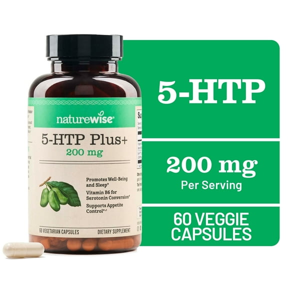 NatureWise 5-HTP 200mg + Vitamin B6 - Non-GMO, Vegan - 60 Capsules[60-Day Supply]