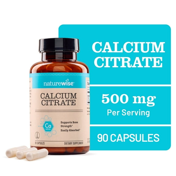 NatureWise Calcium Citrate 500mg - Vegan, Non-GMO - 90 Capsules[30-Day Supply]