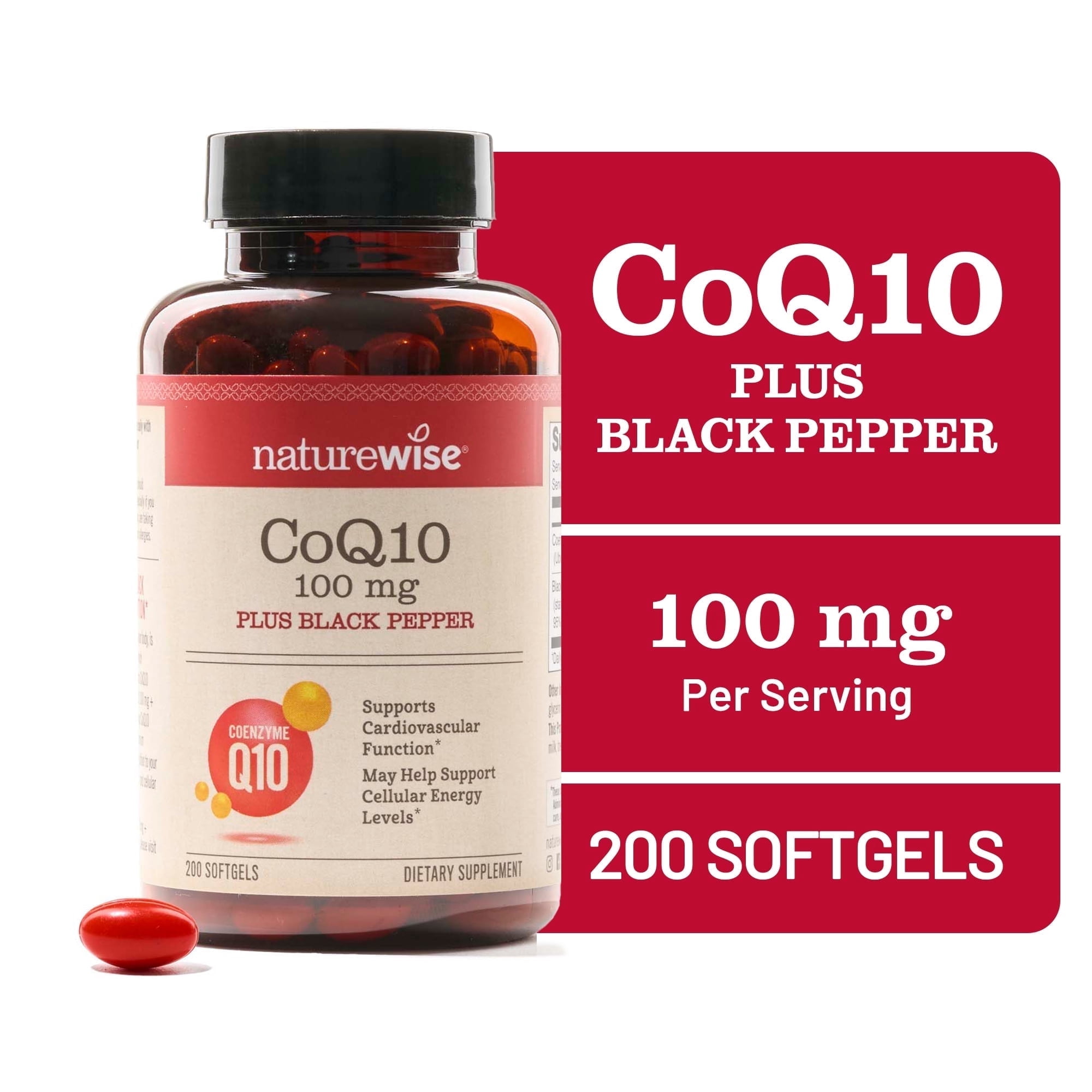 NatureWise CoQ10 100mg + Black Pepper, High Absorption - 200 Softgels[200-Day Supply]