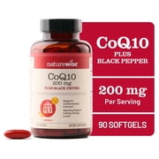 NatureWise CoQ10 200mg + Black Pepper, High Absorption - 90 Softgels[90-Day Supply]