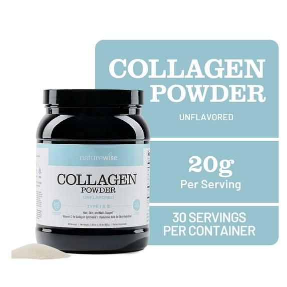 NatureWise Collagen Peptides Powder + Hyaluronic Acid & Vitamin C - Non-GMO - 60 Servings