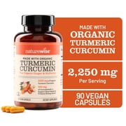 NatureWise الكركمين والكركم 2250 مجم + الفلفل الأسود والزنجبيل - 90 كبسولة [إمدادات لمدة 30 يومًا]