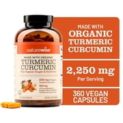 NatureWise Curcumin Turmeric 2250mg + Black Pepper & Ginger - 360 Capsules[120-Day Supply]