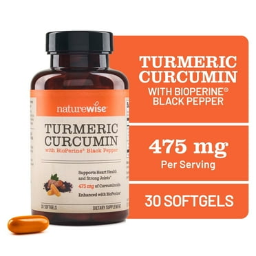 NatureWise Curcumin Turmeric 500mg Per Pill - Extra Strength, Enhanced Absorption - 95% Curcuminoids & BioPerine Black Pepper for Joint Support - Gluten-Free, Non-GMO - 30 Count[1-Month Supply]