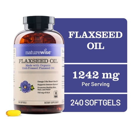 NatureWise Flaxseed Oil 1200mg - Organic, Cold Pressed - 240 Softgels[270-Day Supply]