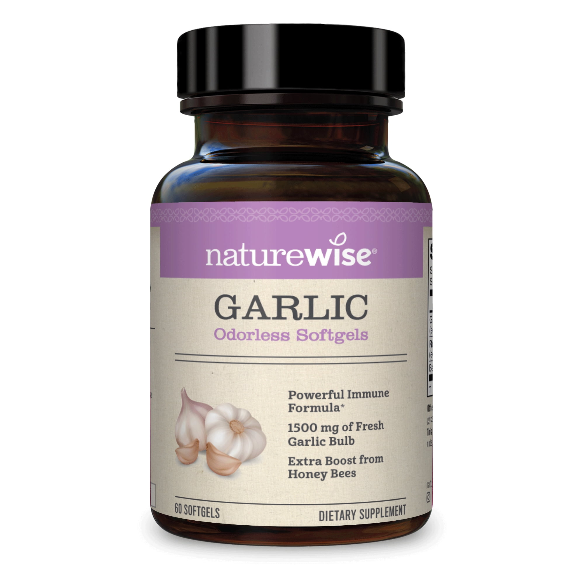 NatureWise Garlic Odorless Softgels 1500mg Support Teeth & Immune System Health with