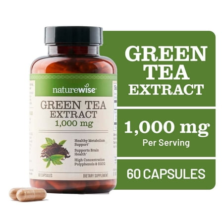 NatureWise Green Tea Extract 1000 mg - Vegan, Non-GMO - 60 Capsules[30-Day Supply]