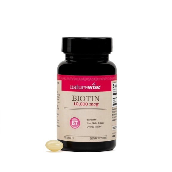 NatureWise High Potency Biotin 10,000 mcg Softgels - Biotin for Hair Growth Women & Men + Skin & Nails Support - Non-GMO, USA Manufactured - 120 Softgels[120-Day Supply]