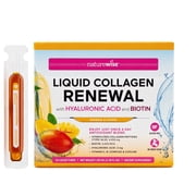 NatureWise Hydrolyzed Liquid Collagen for Women & Men 4000mg - No Added Sugar - Multi Collagen Peptides + Biotin + Vitamin C + Vitamin B Complex & Hyaluronic Acid - Mango - 10 Tubes[10 Day Supply]