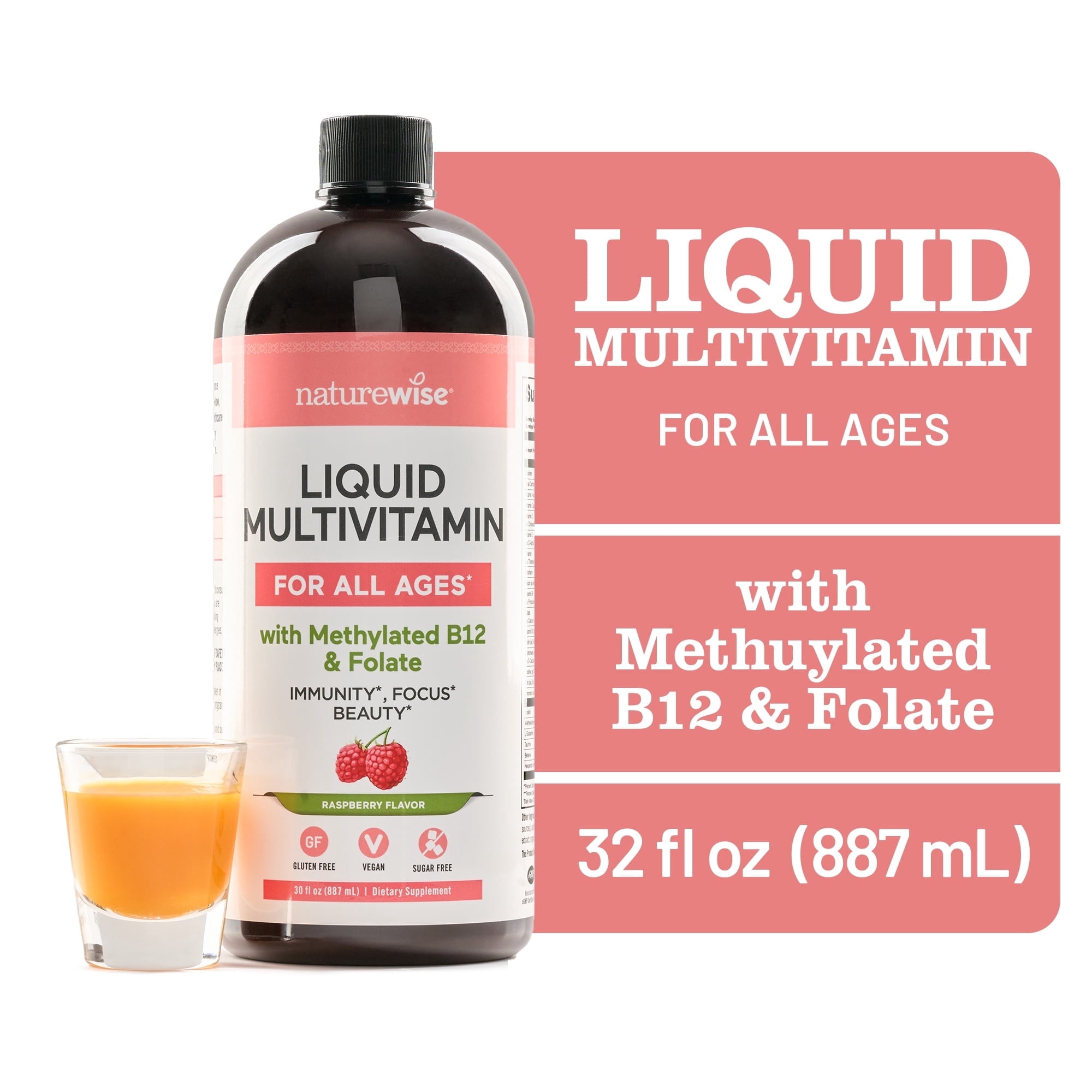 NatureWise Liquid Multivitamin - All Ages - Sugar Free, Vegan - 30 fl oz[30 Servings]