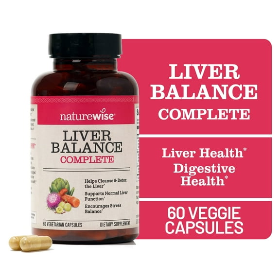 NatureWise Liver Balance - Milk Thistle, Dandelion, Turmeric - 60 Capsules[30-Day Supply]
