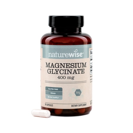 NatureWise Magnesium Glycinate 400 mg - High Absorption Chelated Magnesium Glycinate for Sleep, Relaxation, Muscle & Bones* - Gentle on Stomach, Vegan, Non-GMO - 90 Capsules[90-Day Supply]