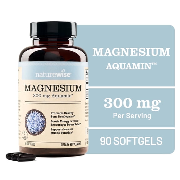 NatureWise Marine Magnesium 300mg - Naturally Sourced Non-GMO - 90 Softgels[60-Day Supply]