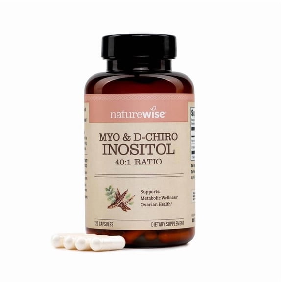 NatureWise Myo-Inositol & D-Chiro Inositol Supplement for Women  - Ideal 40:1 Ratio Myo-Inositol to D Chiro Inositol - Fertility Supplements for Women- Vegan, Non-GMO - 120 Capsules[30-Day Supply]