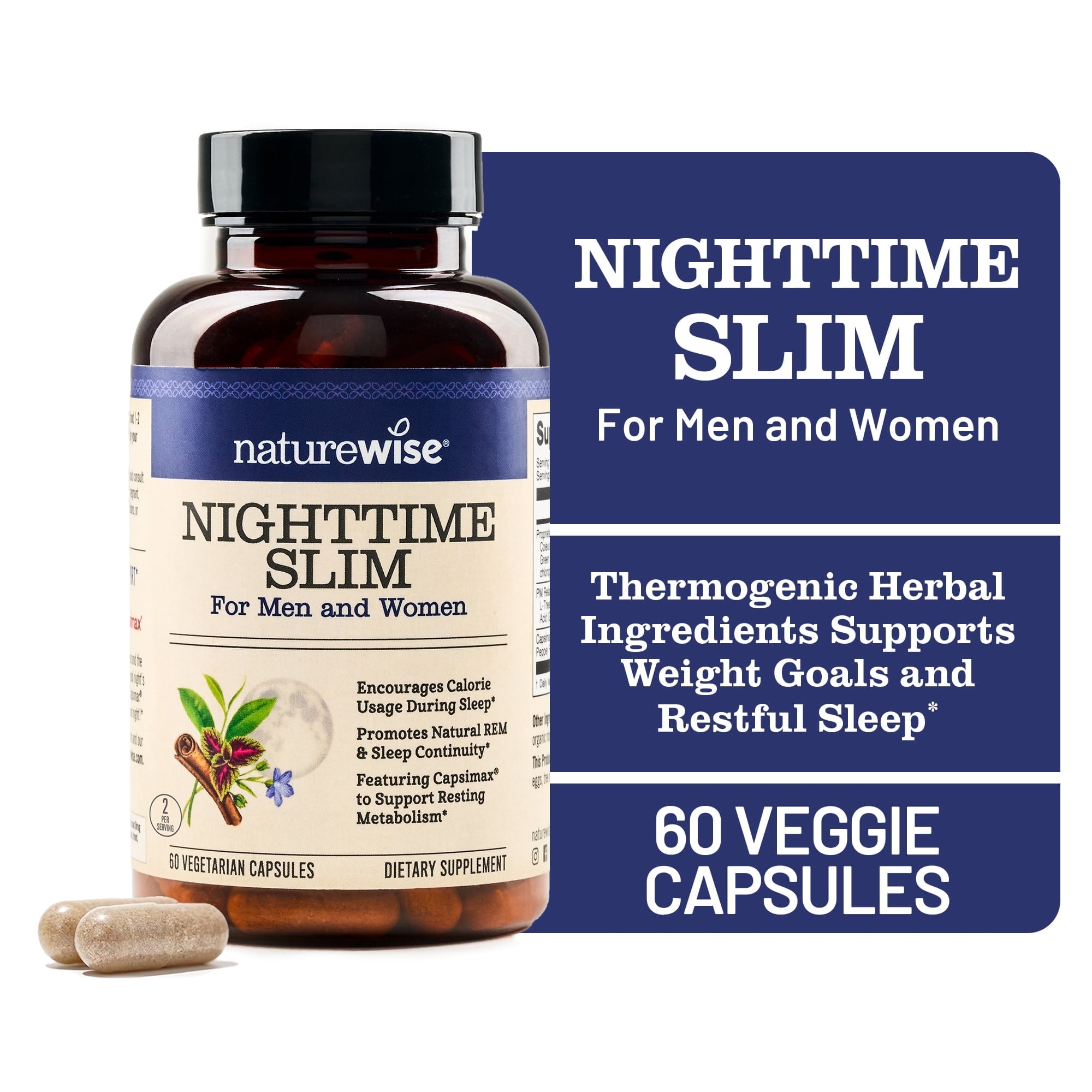 Naturewise NighttimeSlim- Cayenne, Green Coffee Bean, GABA - 60 Capsules[30-Day Supply]