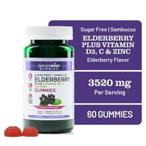 NatureWise Sambucus Elderberry Gummies - Sugar-Free - Daily Immune Support Supplement for Kids and Adults*, with Vitamin C, Vitamin D3, Zinc - Vegan, Gluten Free, Non-GMO - 60 Gummies[1-Month Supply]