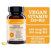NatureWise Vegan Vitamin D3 5000IU + K2 Organic Olive Oil - 60 Softgels[60-Day Supply]