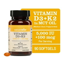 NatureWise Vegan Vitamin D3 5000IU   K2 - Organic Coconut MCT Oil - 90 Softgels[90-Day Supply]